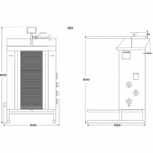 POTIS CE3 Dönergrill Gyrosgrill Döner Ocagi